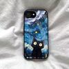 Case for iPhone 16e/17e Anime Black Cat Starry Cloud Print Phone Cover Acrylic Hard Back Shell With Flexible TPU Edge