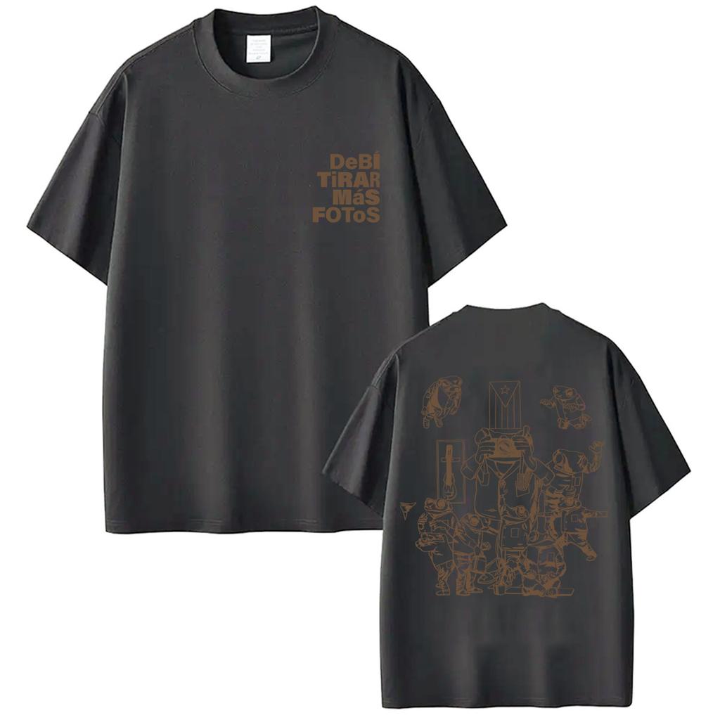 T-shirt célèbre rappeur Bad Bunny Debi Tirar Mas Fotos DTMF World Tour T-shirts tendance Unisex Hommes Vintage Hip Hop T-shirts en coton