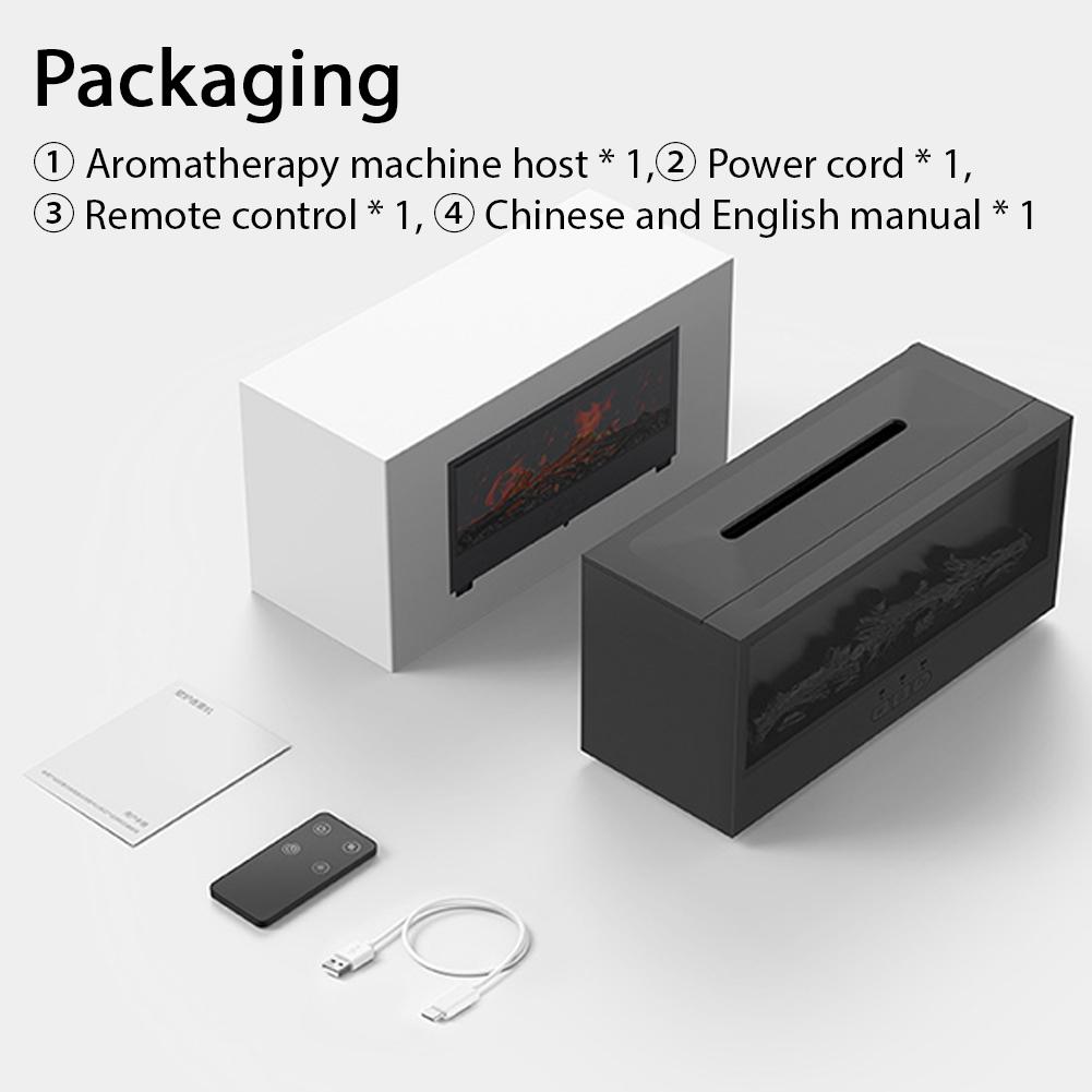 Simulated 3D Fireplace Flame Desktop Essential Oil Diffuser with Remote Control Home Aroma Therapy Humidifier for Relaxation