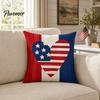 Linen Pillowcase 4th of July Pillow Cover, Independence Day with Red Blue Stripes Hearts Fourth Of Cover Stars Print, Sofa Cushion for Bed Couch