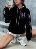 Ladies' Autumn&Winter Long Sleeved Christmas Party Hoodie 3D Christmas Snowman Rose Print Loose Pocket Drawstring Casual Hoodie