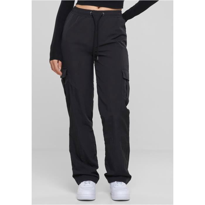Pantalon cargo femme - Urban Classics - Noir - Taille standard - Confortable et élégant - Poches cargo