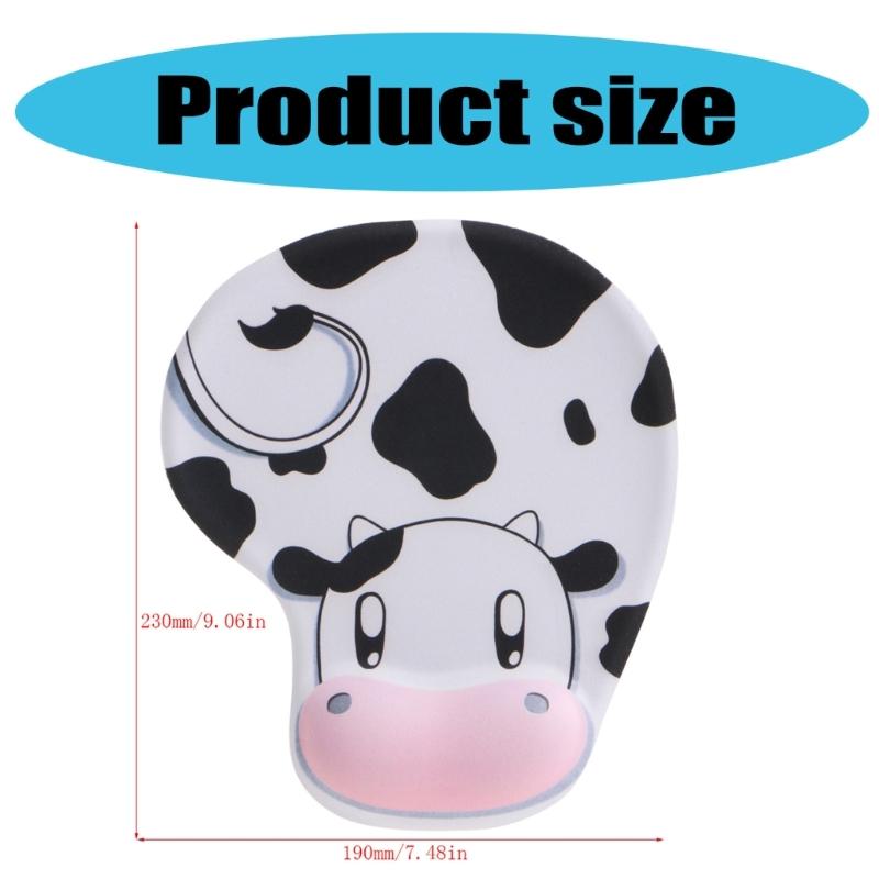 Cartoon Cow Mouse Pad With Integrated Wrist Cushion Firm Rubber Grip Wrist Support Mousepad For Desktop Stability
