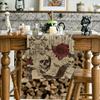 Halloween Gothic Skull Roses Linen Table Runner for Table Decor Halloween Theme Kitchen Dining Table Runners Home Decoration