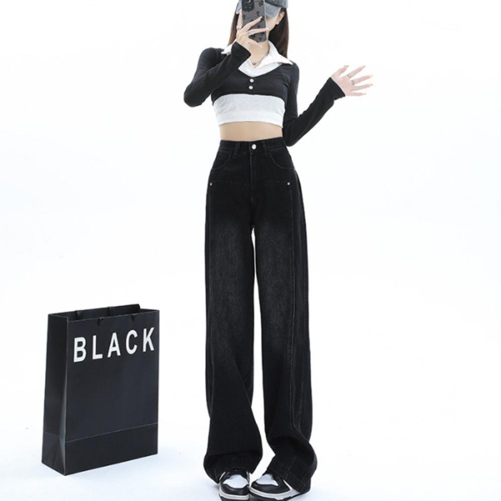 

Американские джинсы клеш женские с высокой посадкой свободные клеш прямые новые весенне-осенние драпирующиеся брюки ins тренд 2XL