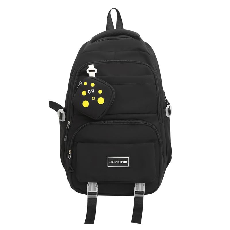 Large Capacity Schoolbag Women's Campus Style Student Solid Color Backpack with Coin Purse