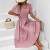 2026 European and American women's clothing spring and summer new express buy hot sale V-neck polka dot pullover casual dress