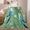 Vintage Mint Green Parrot Flannel Printed Blanket Suitable for All Seasons Suitable for Living Room Office Sofa and Travel