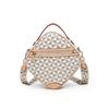 Women's Bag Personalized Rhombus Printing Broadband Shoulder Crossbody White Chest Bag with Pendant Round Change Bag