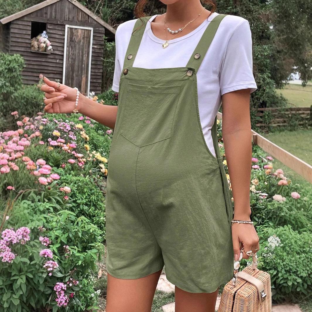 

Maternity Clothes Spring and Summer Casual Breathable Maternity Pants Five-point Pants Adjustable Waist Strap Maternity Shorts XS зелений