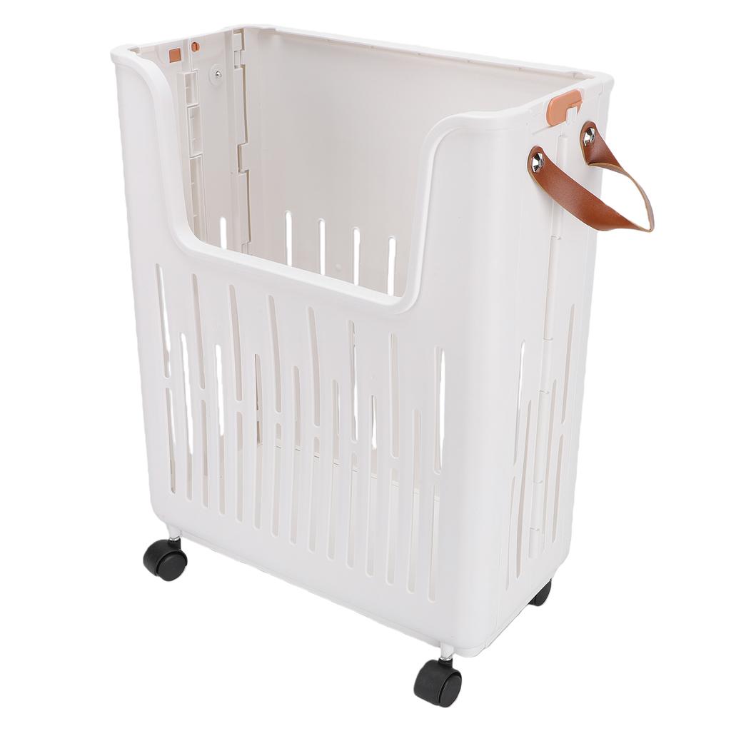 Rolling Laundry Basket Foldable Space Saving Hollow Out Design Dirty Clothes Hamper for Home