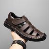 Summer Men's Leather Shoes Male Sandals Handmade Hollow Flats Quick Dry Wading Shoes