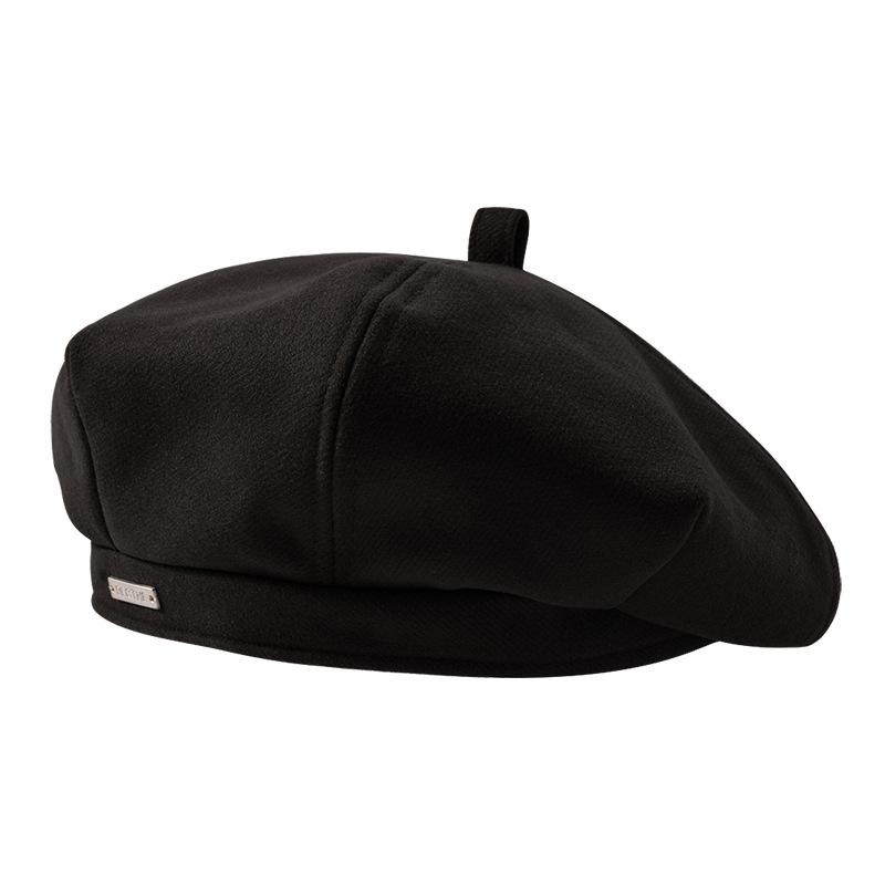 Black beret women's autumn and winter woolen spring and autumn bud hat shows small ins Internet celebrity painter hat tide