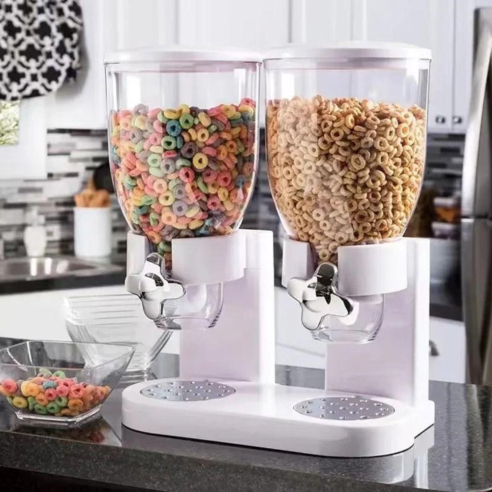 Food Container Dry Food Dispenser Twin Cylinder Jars Food Storage Dispenser Creative Oat Barrel