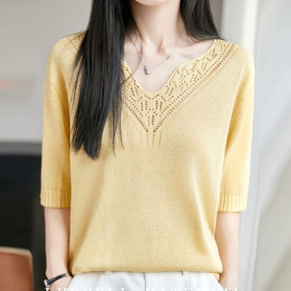 NaVaVa Women Daily V Neck 5 sleeVe Knit Tee Nk3621