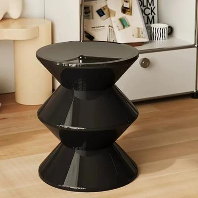 Schicker Schuhwechselhocker, Eleganter Sanduhrförmiger Runder Hocker Perfekt für Wohnzimmer & Schlafzimmer - Erhältlich in Weiß/Schwarz