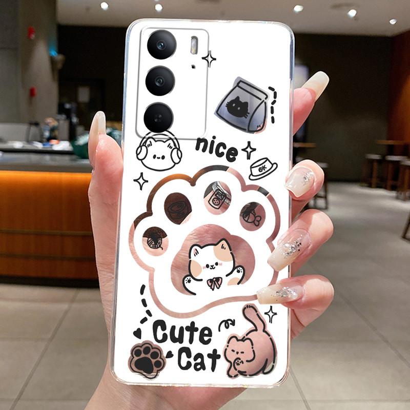 Casing For Realme C75 4G Back Cover For Realme C75x Case Aesthetic Fashion Cute Cat Astronaut Transparent Soft TPU Phone Case