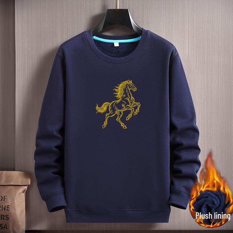 Year of the Horse Red Plus Size Men's Velvet Hoodie