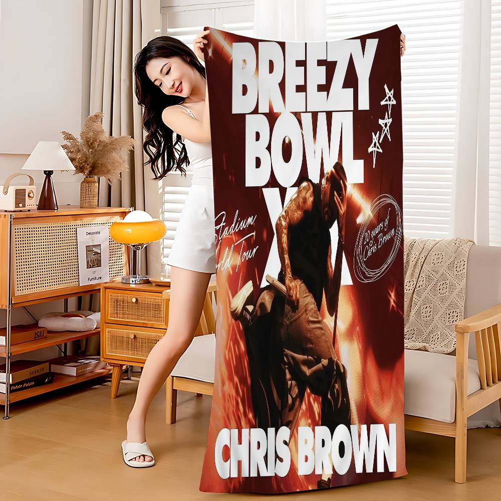 Hot New Chris Brown Rapper Beach Towel For Kids Bath Towel Pool Towel Vacation Gift Picnic Towel Party Gift