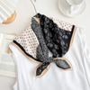 Spring and Summer New 100% Mulberry Silk Scarf Women's Retro Color Matching Polka Dot Versatile Silk Square Scarf Scarf Double Crepe Silk Scarf