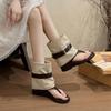 Retro Style 2025 Summer Women's New Designed Fashion Cool Boots Casual Belt Buckle Flip-flops Versatile Wedge Heeled Short Boots