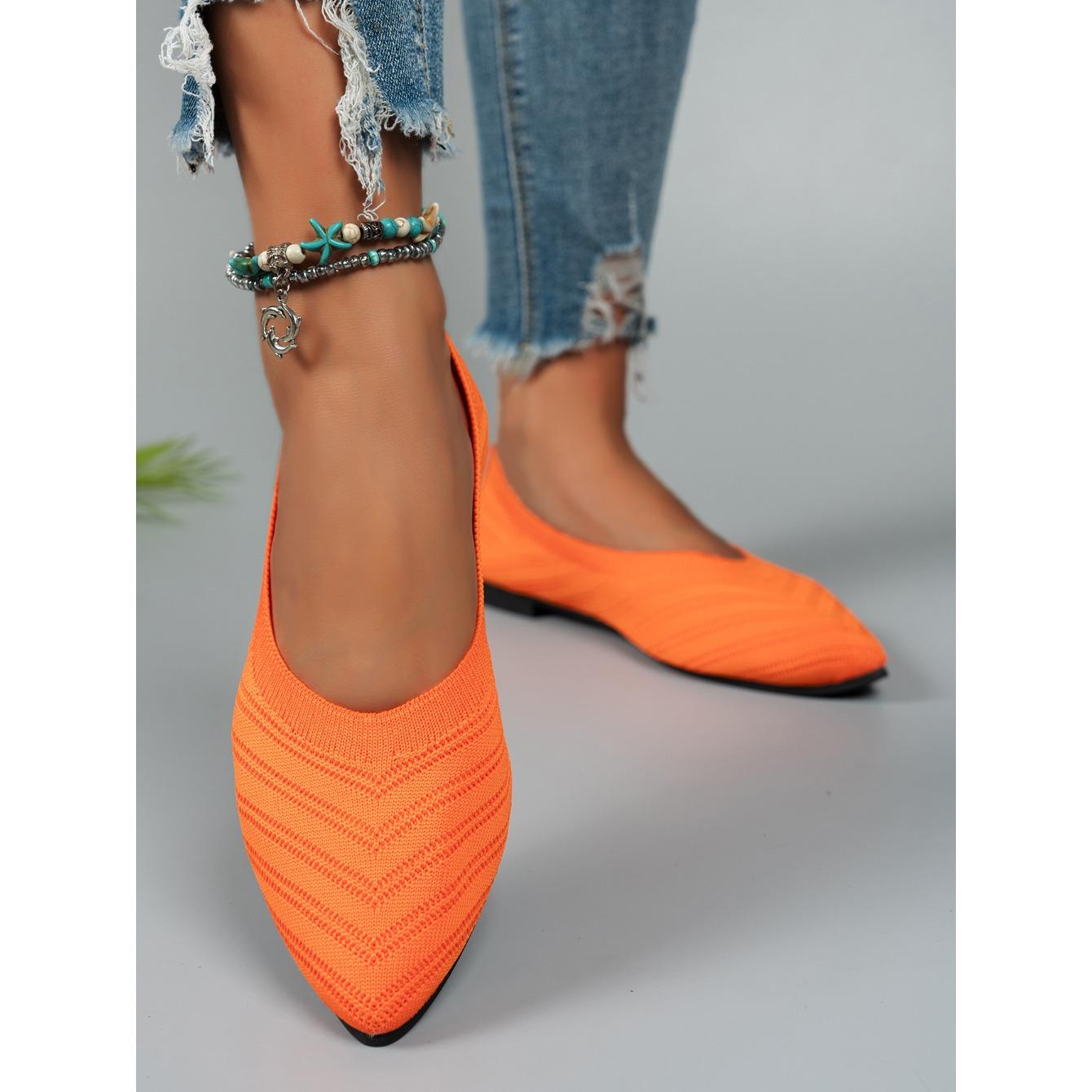 

Women s Pointed Toe Flat Shoes Solid Color Knitted Slip On Shoes Casual Breathable Shoes for Spring and Summer 44