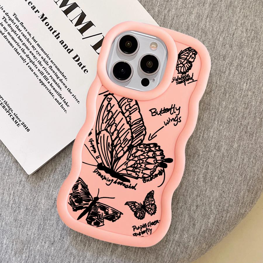 Soft Phone Cover Case for iPhone 8 17 Air 12 15 Plus XR 11 16 Pro Max 13 14 Butterfly Flower