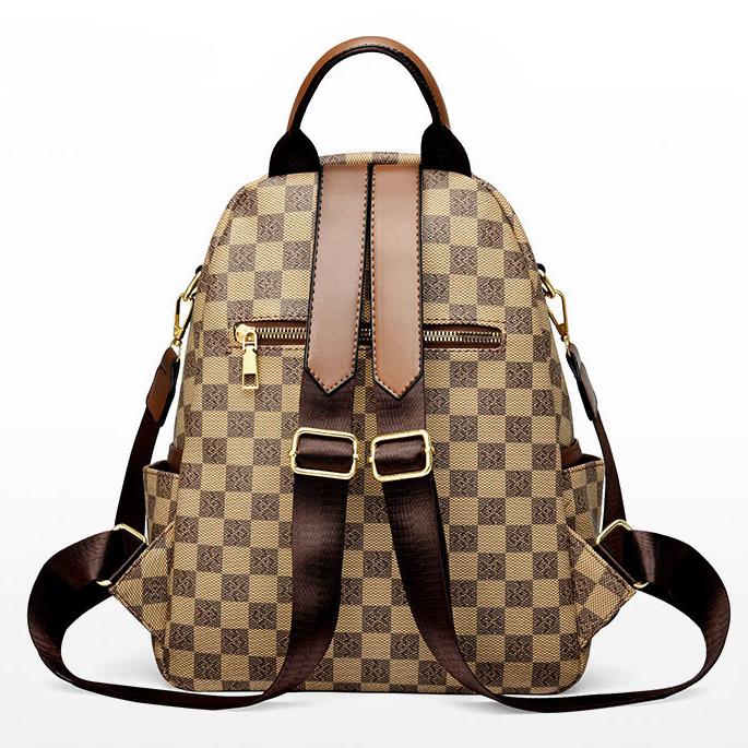 Avancerad Schackrutig Ryggsäck för Kvinnors Vårresor Ryggsäck med Multifunktionell Texturerad Kvinnors Bokväska Mode Ryggsäck för Flickor