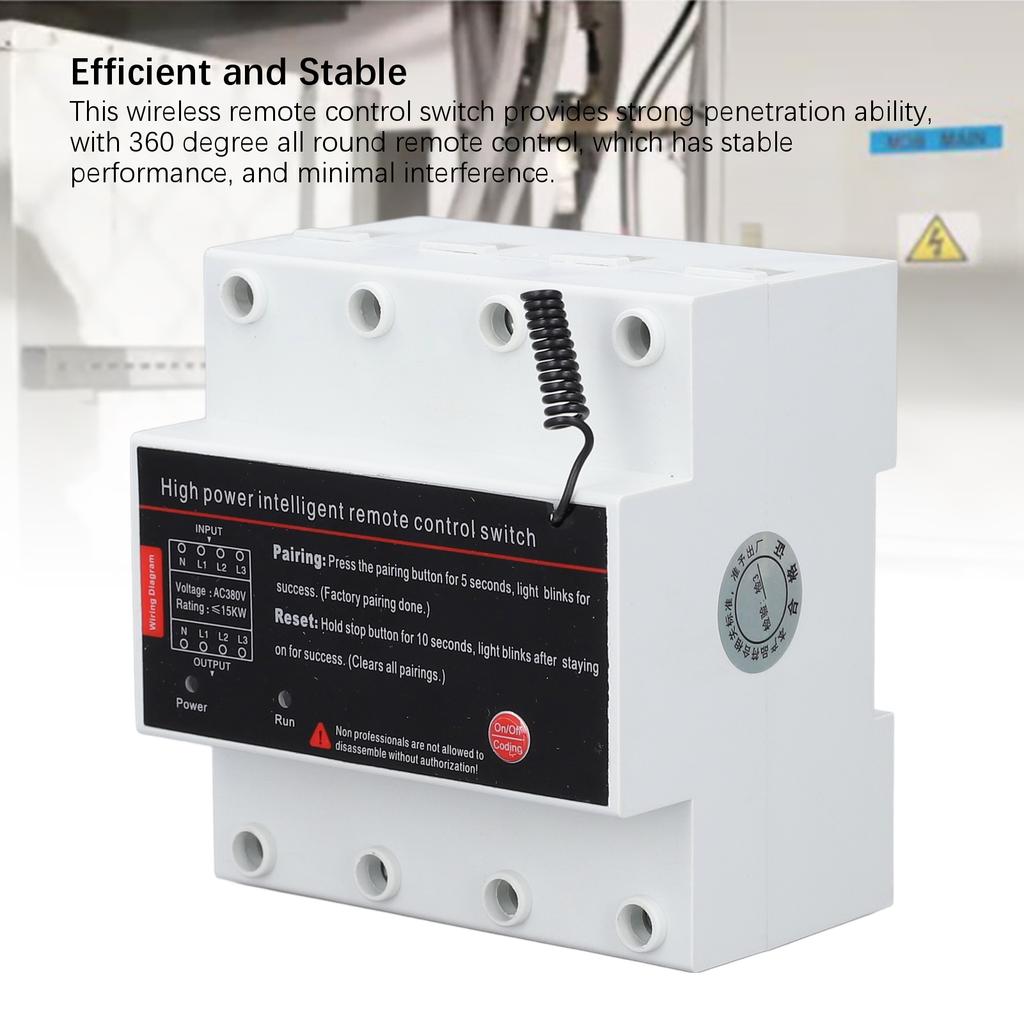 Remote Control Switch 3 Phase 3KM Long Distance Intelligent Power Switch for Pump Motor Garage Door AC380V