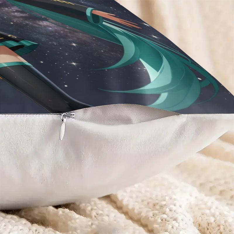 Hatsune Miku Galaxy Throw Pillow, 18.18 Inch Cushion, Accent Pillow, Includes Pillow Core, Hd Print For Sofa Bed Room