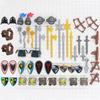 Mittelalterlicher Ritter Waffen Teile Set - Rüstung, Schwert, Helm, Pferd, Schild, Artilleriewagen - Bausteine Burg Figur Zubehör Set