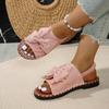 Summer new flat-bottomed bow one-word sandals women wear solid color lightweight cloth sandals