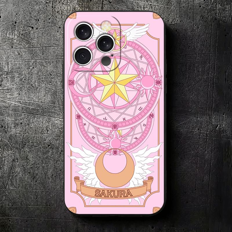 Cardcaptor Sakura Cute Girl Soft Phone Case for iPhone 16 16E 17 Air 15 Pro Max 14 Plus 13 Mini 11 12 7 Black Cover Back Shell