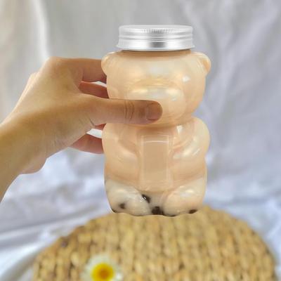 1-10PCS 500ml Violent Bear Milk Tea Bottle Disposable PET Transparent Juice Bottle Cartoon Bear Portable Juice Yogurt Bottle