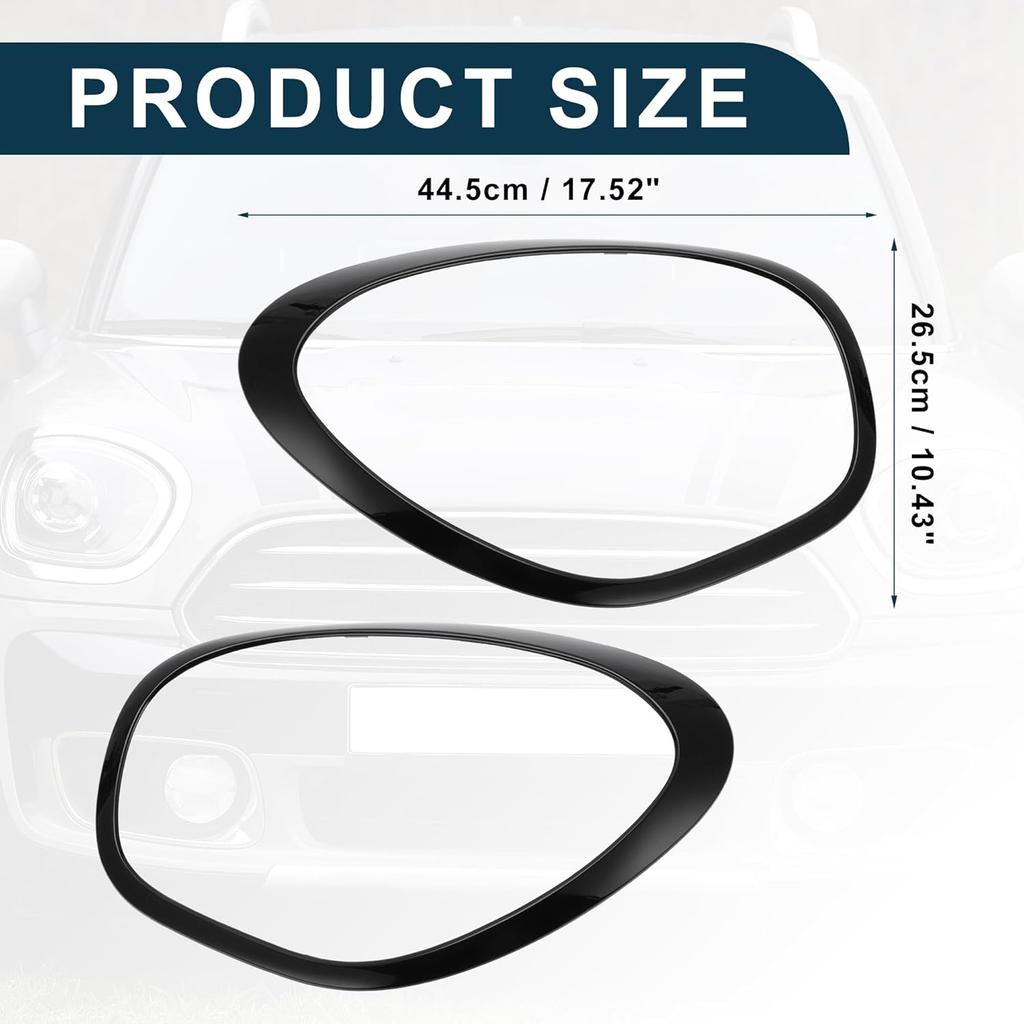 Headlight Trim Bezel for Mini Cooper Countryman 2011-2016 No.51139801573/51139801574 Front Left Right Headlamp Bezel Headlight Cover Decor Black 1