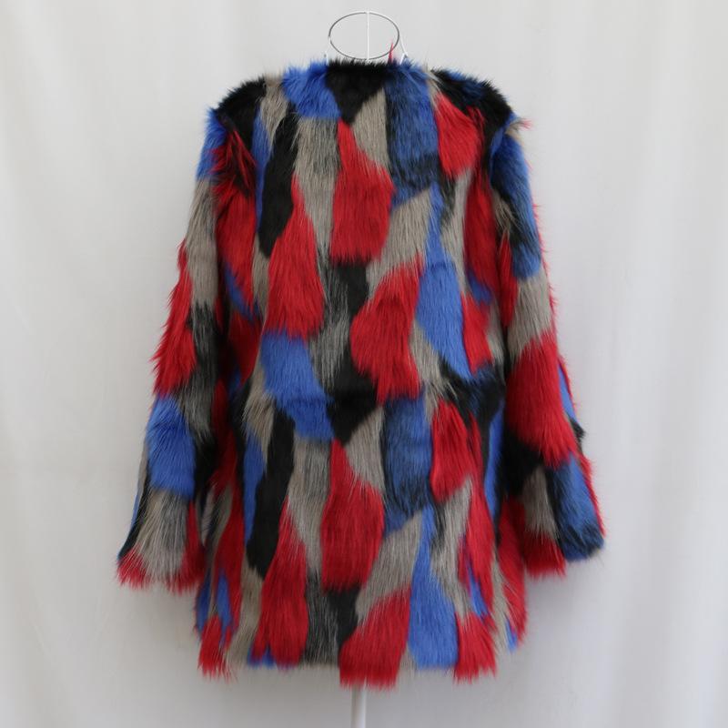 

New women s fur coat imitation beach wool medium and long coat washed fur fox hair long sleeves large size top XS