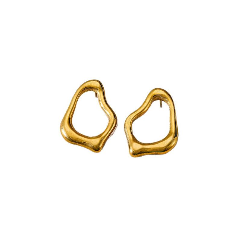 Stainless Steel Irregular Shaped Drop Earrings for Women Lady Classic Geometric Hollow Stud Earrings Banquet Jewelry Accessories