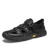FashionBrand Black Men's Leather Sandals 2024 Summer Quality Beach Slippers Casual Shoes Flat Bottomed Outdoor Beach Shoes
