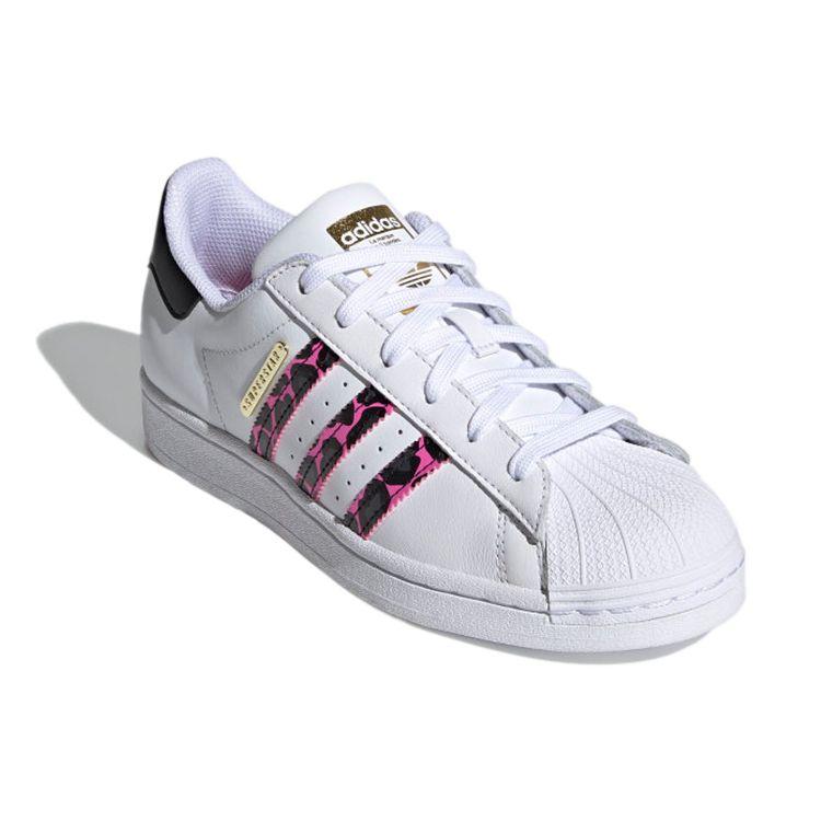 Adidas Originals Superstar Synthetic Leather Durable Low-Top Skate Shoes Women Sneakers White Black Pink FX6037