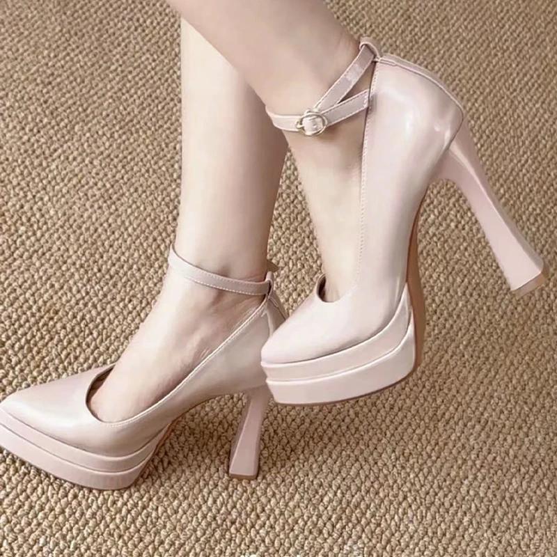 Fashion High Heels Women Mary Jance Shoes Pointed Toe Elegant Sandals Sexy Luxury Shoes 2025 Summer Designer Chunky Lolita Mujer Zapatos