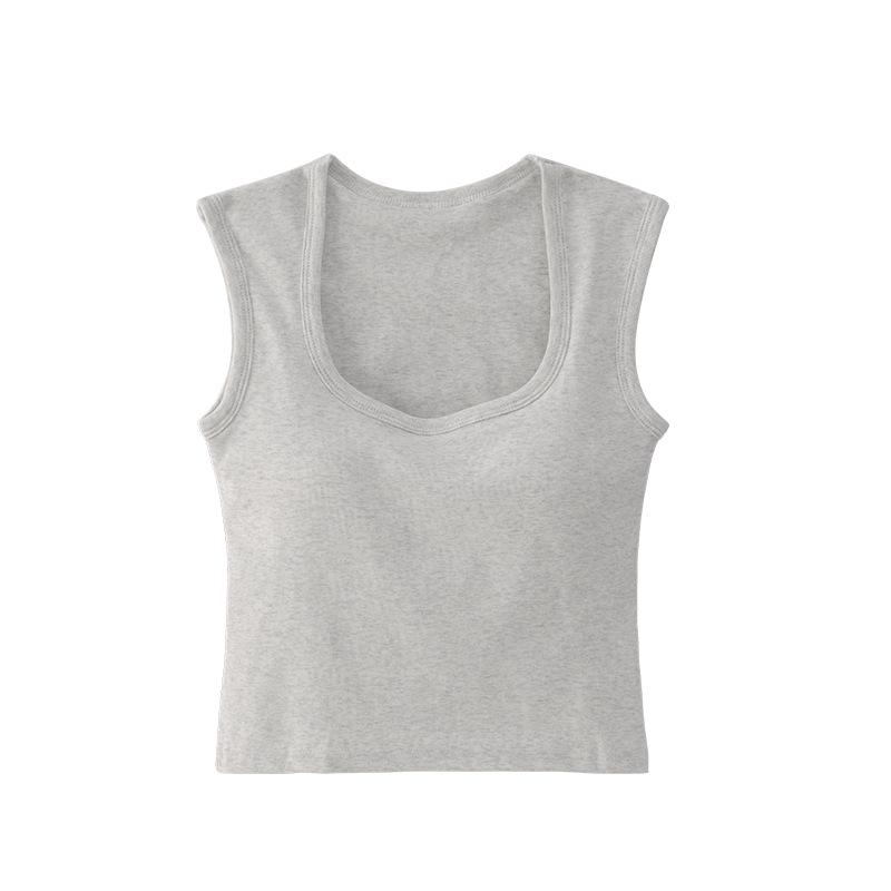 Square Neck Camisole with Chest Pad - Women's Sleeveless Top, Wide Shoulder for Concealed Underarm Fit and Anti-Exposure.