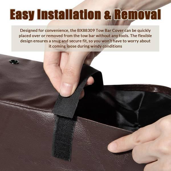 Brown PU Leather Trailer Hitch Cover Storage Bag BX88309, 1pc