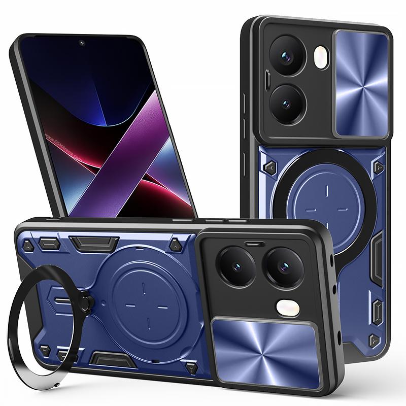 For Xiaomi Poco X7 Pro Case Armor Magnetic Ring Holder Slide Lens Shockproof Cover for PocoX7 Pro Poko Pocco Little X7Pro Funda