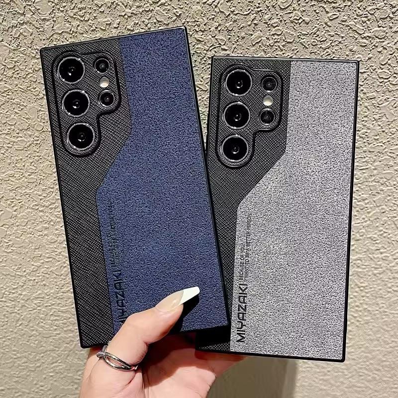 Luxury Double Color Phone Case For Samsung Galaxy S25 S24 S23 S22 S21 Ultra S23 S24 S25 Plus Leather Shockproof Pattern Slim Back Cover