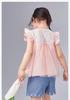 Embroidered Butterfly Flying Sleeves: Summer Children's Casual Fashion Top for Infants and Girls' T-shirts