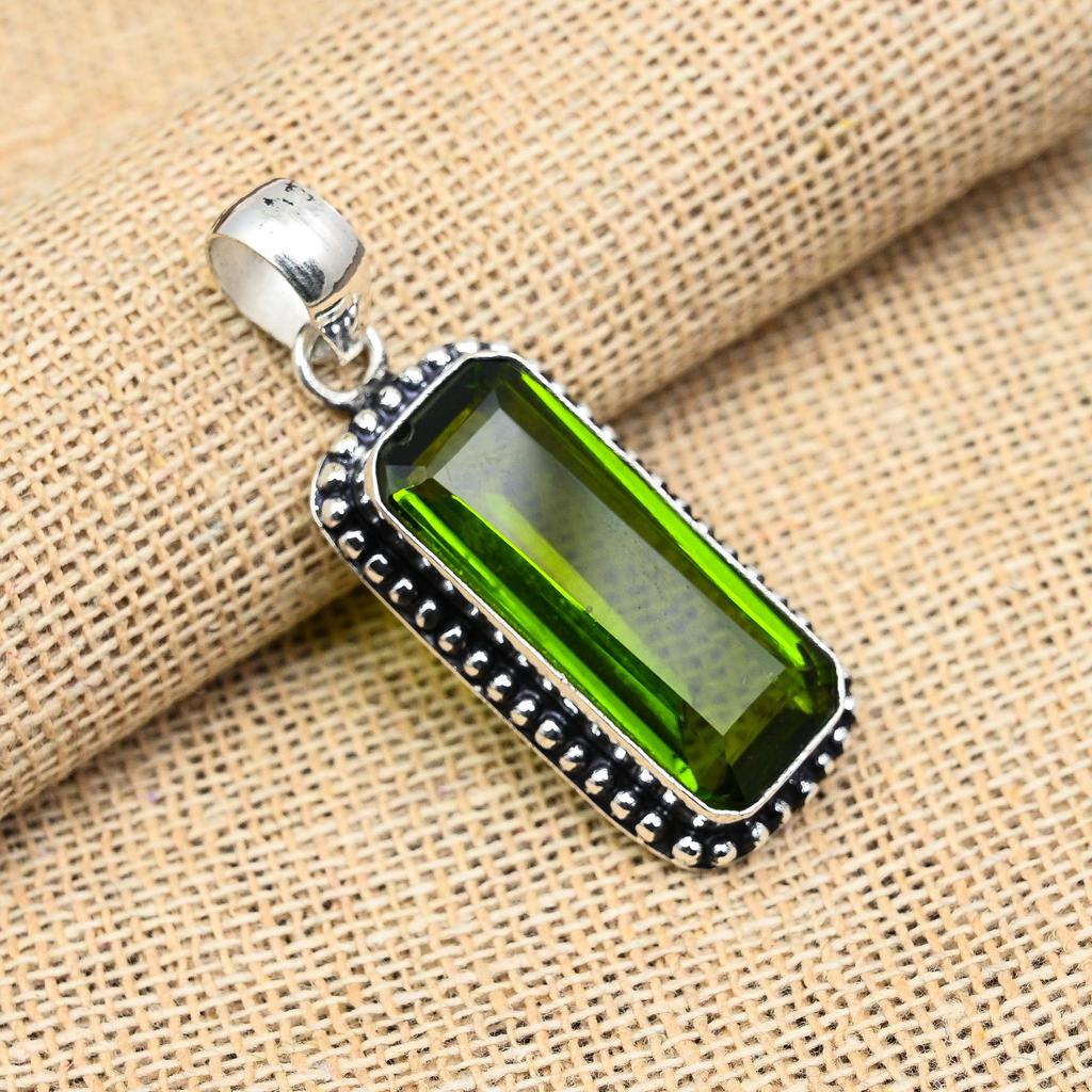 Peridot Gemstone Handmade 925 Solid Sterling Silver Jewelry Pendant For Women