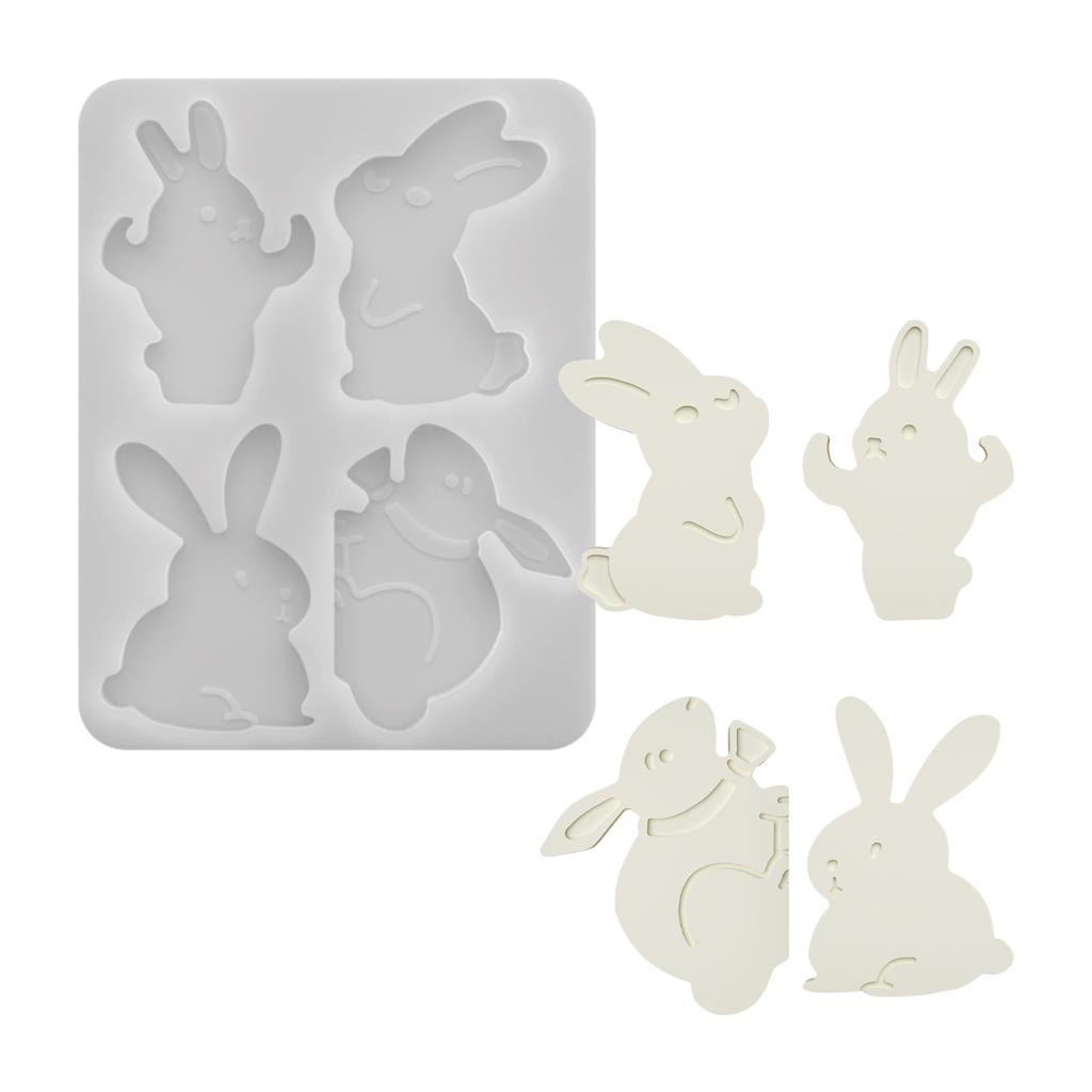 DIY Easter Cute Bunny Figurine Resin Mold Candle Aromatherapy Plaster Silicone Mold Desktop Storage