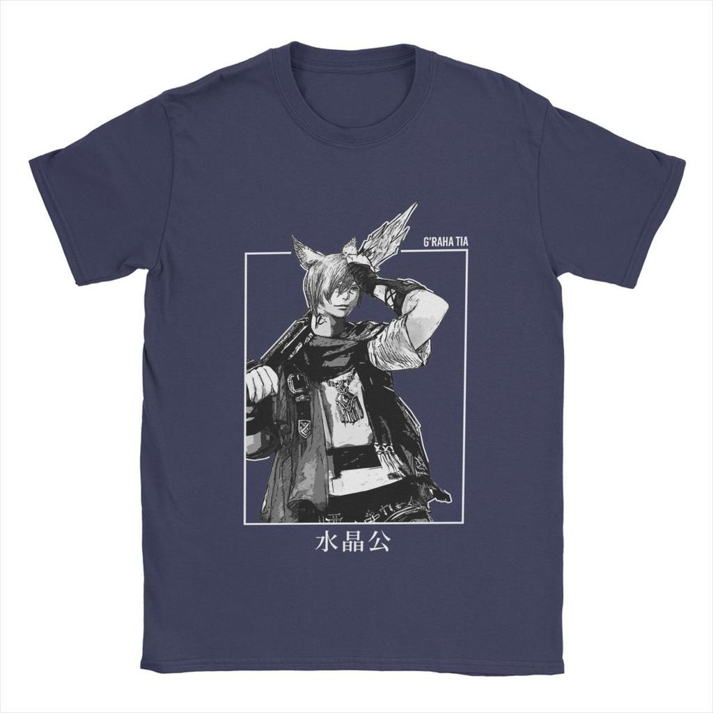Fantastische Final Fantasy FFXIV G'raha Tia Endwalker T-Shirts für Herren Reines Baumwoll-T-Shirt Kurzarm-T-Shirt Bedruckte Kleidung