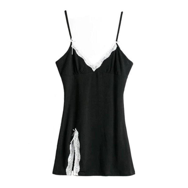Chemise da notte estiva con bretelline in pizzo: Sexy Carino Stile Slim da Donna con Imbottitura Regolabile