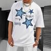 Unisex American Retro Five-Star Print Short-Sleeve T-Shirt - Trendy Streetwear Loose Fit Hip Hop Top